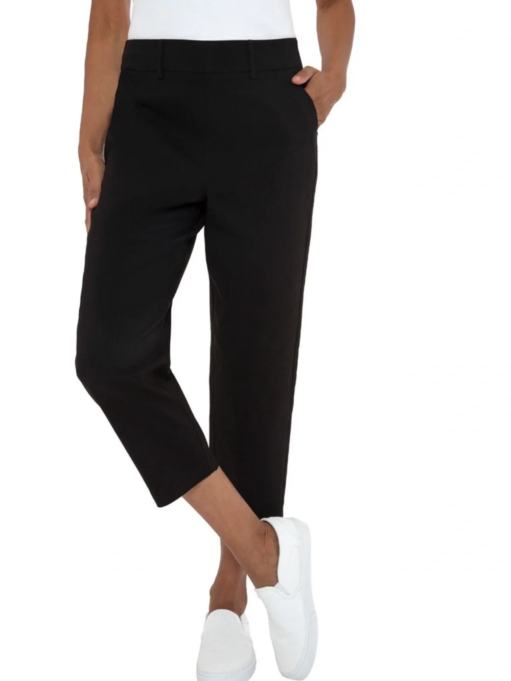 Mario Serrani Black Cropped Pull-On Ankle Pants Women’s XL